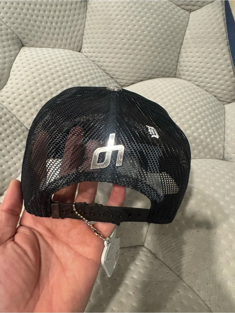 Black Graphic Baseball Cap with black rhinestones
